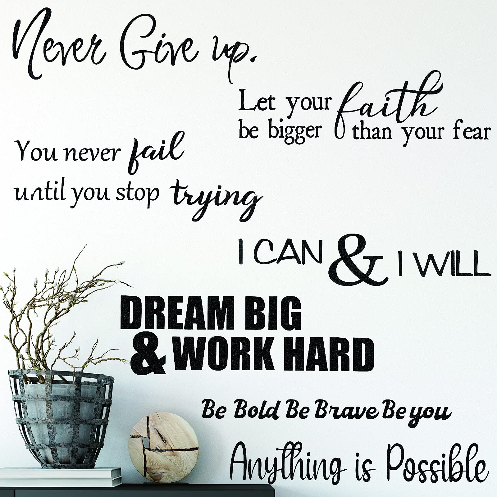 5 Sheets Vinyl Wall Quotes Stickers Inspirational Quotes Decals Peel And Stick Motivational Wall Decals Never Give Up Anything I